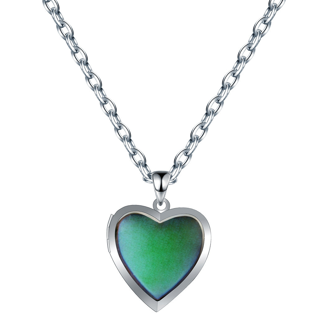 Wholesale Stainless Steel Chain Love Photo Box Temperature Sensitive Color Changing Necklaces